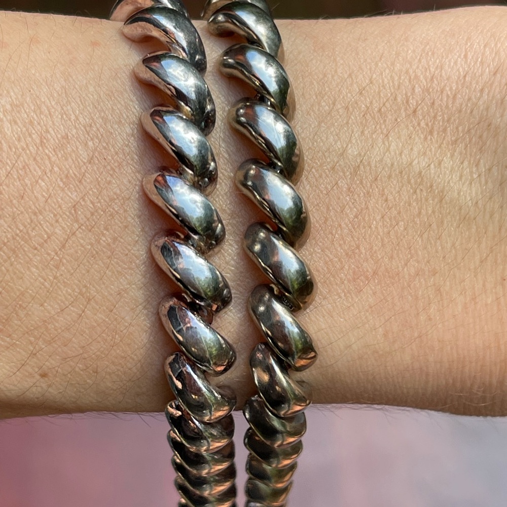 Fabulous Pair of 8” Solid Sterling Silver San Marco Bracelets Milor Italy
